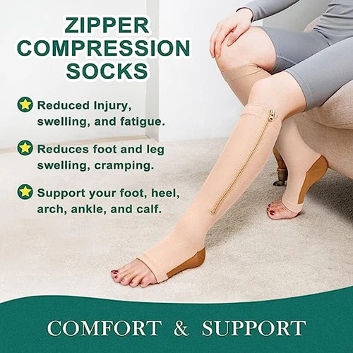 Pair Medical Compression Socks Varicose Knee Vein Open Toe Support Stockings - Bild 12 von 50