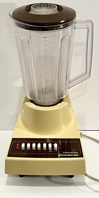 Vtg Retro Art Deco Gold Harvest Hamilton Beach Scovill 7 Speed Blender 600-1 