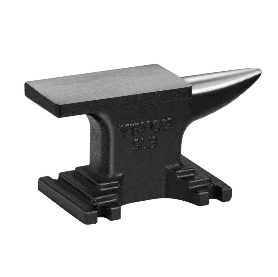 Cast Iron Anvil, High Hardness Rugged Round Horn Anvil Blacksmith, Small  Anvil Stable Workbench Blacksmith Anvil Forge Tool (Black)