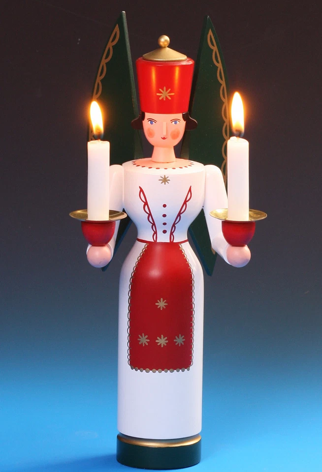 Angelo luminoso colorato 29 cm Fa. Angelo Schalling Seiffen fatto a mano Monti Metalliferi