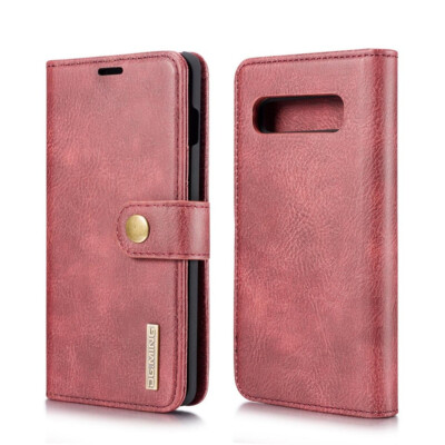 Red Galaxy S10 Plus DG.Ming 2 in 1 Leather Wallet Removable Magnetic Case