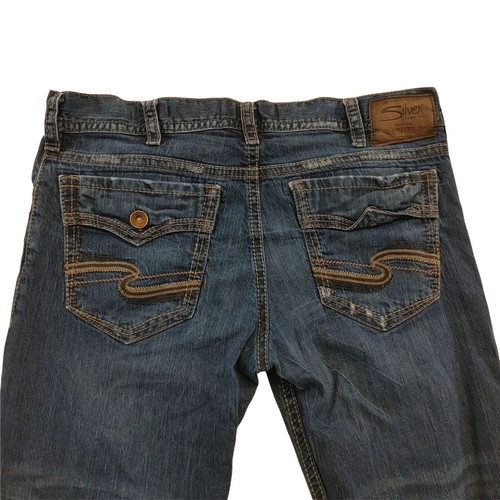 Silver Zack Jeans Men's Size 38/30 EMC Denim Back Flap Pockets Cotton Blend - Picture 7 of 7