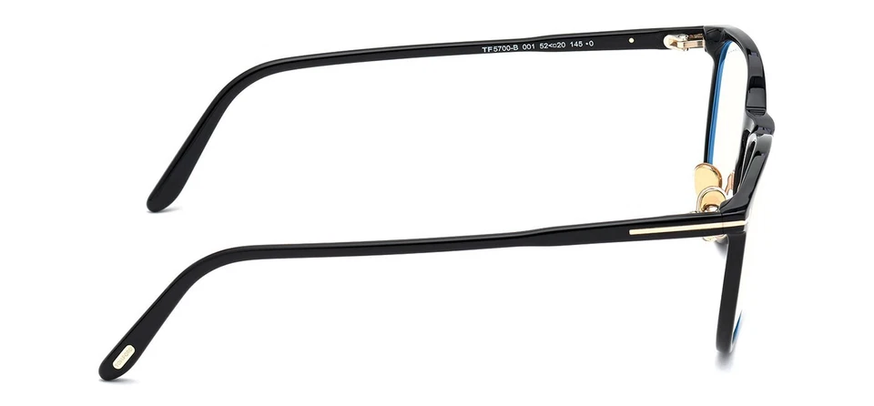 Marco de gafas de plástico redondo negro Tom Ford TF 5700-B 001 52-20-145 almohadillas para nariz Foto 3 de 4