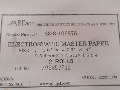 ABDICK ELECTROSTATIC MASTER PAPER 1 ROLL - 10