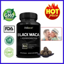 Organic Black Maca Root with Ashwagandha - Highest Potency Capsules for Men