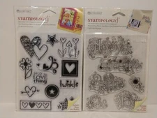 Autumn Leaves Stampology Clear Stamps ~Between the Lines & Love Thing ~ Lot of 2