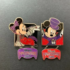 TDL Halloween 2001 - Mickey and Minnie Mouse - 2 Pins Disney Pin 6832 6833