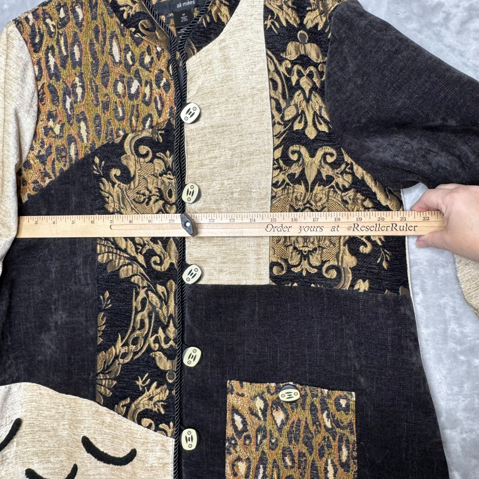 Ali Miles Jacket Womens Medium Patchwork Tapestry… - image 8