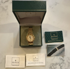 Gucci 9000L Swiss Made Quartz Mother-of-Pearl Dial Gold Bracelet w/Box