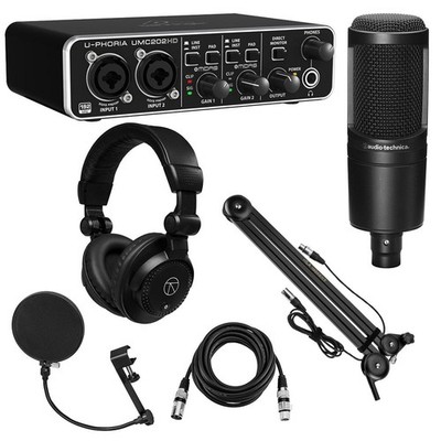 Behringer U-PHORIA UMC202HD USB Audio Interface, Bundle with AT2020 Microphone a