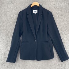 Old Navy Jacket Womens Small Black Stretch Knit Blazer Notch Lapel Pocket Career