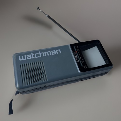Vintage Sony Watchman FD-10A Black and White Handheld Pocket TV Tested
