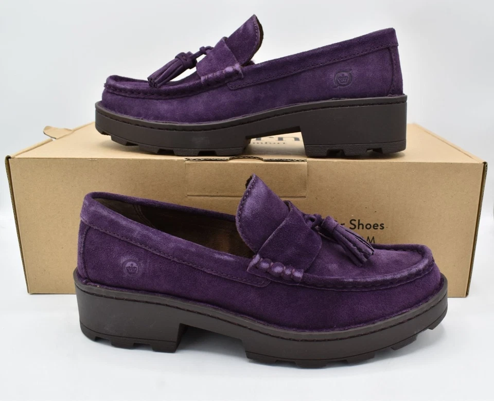 Mocasín plataforma gamuza púrpura borla capri talla 7 Borla Borla Born para mujer Foto 4 de 4