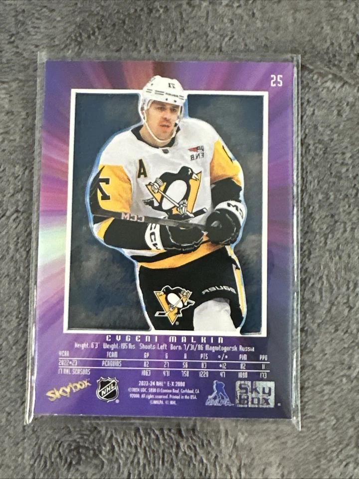 Evgeni Malkin #'d 185/299 Parallel, 2023-24 Skybox E-X 2000 Blue Credentials #25 - Image 2 of 3