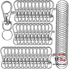 Silver Premium Swivel Lanyard Snap Hook with Key Rings - 120PCS