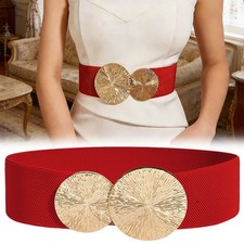 Elastic Waist Belt Women Solid-color Beltwide Coat/dress Accessories Chunky-gold