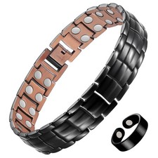 Feraco Men's Copper Magnetic Bracelet  Ring 99.99 Solid Elegant Jewelry