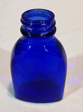 VTG Blue Cobalt Glass Bottle 3 1/2" High No Lid