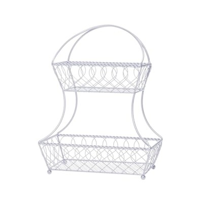 Loop and Lattice 2-Tier Metal Countertop Flatback Fruit Storage Basket, 18 In...