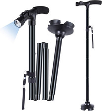 Walking Cane for Men Women: Ohuhu Canes with LED Light Folding Black