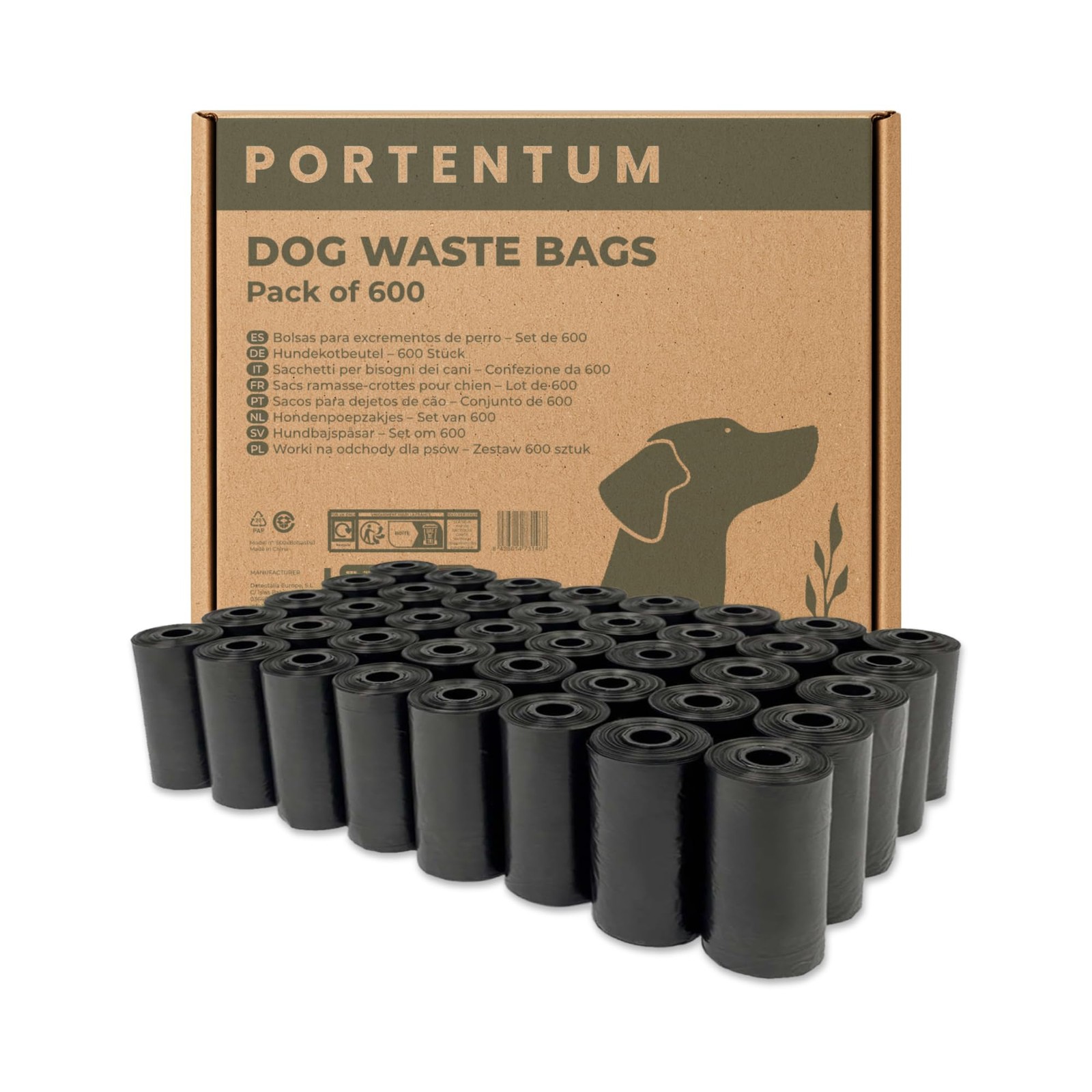 Sacs à crottes pour chien noirs lot de 600 pièces grand format 40 rouleaux