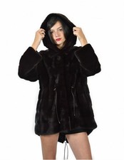 48 Jacket 80cm Chocolate Color Mink Fur Full Leather Horiz...