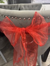 60x used red Wedding organza Sashes For Chair Cover Bow Sash