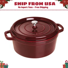 Staub Cast Iron 7 qt, Round, Dutch Oven, Grenadine