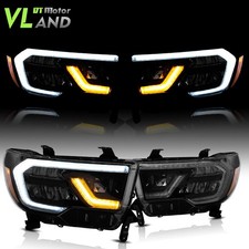 Amber Reflector LED Headlights For Toyota 07-13 Tundra&08-20 Sequoia Sequential