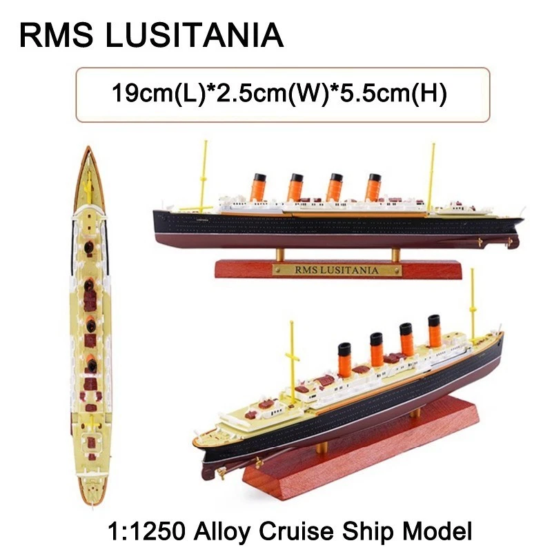 Modello Navale RMS LUSITANIA Lega Diecast 1:1250 Nave Transatlantica Collezione - Immagine 2 di 4