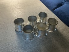 Sei pozzetti inchiostro placcati argento con fodere in vetro blu originali ottime condizioni 