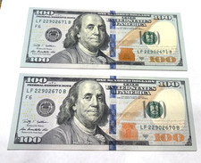 2 2009 100 Dollar Bills- U.S. Real Money Cash US Currency Notes. Sequential