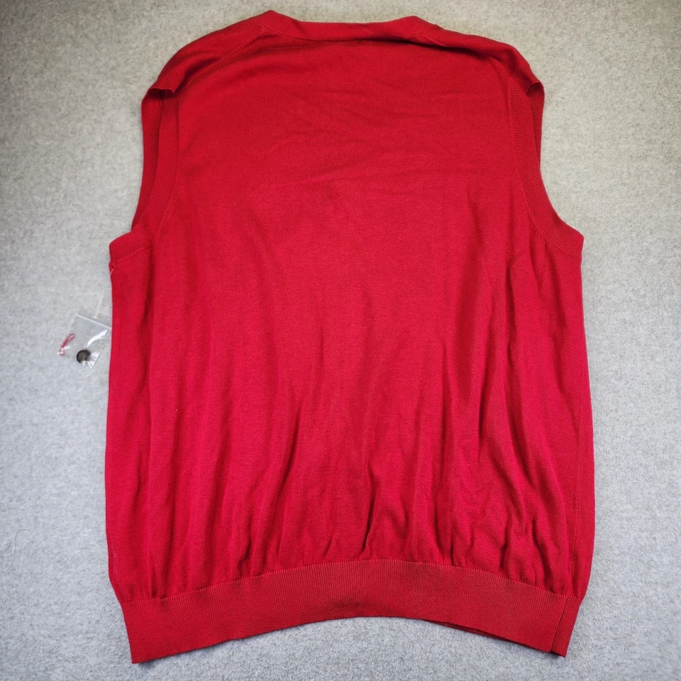Oak Hill Red Men's 3XL Cardigan Button Front Sweater Vest Cotton - Image 2 of 4