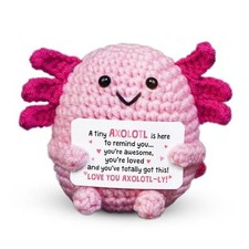 Valentines Day Gifts for Kids - Positive Crochet Animals Pink - Axolotl