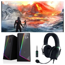 Acer Predator 28 Inch UHD Gaming Monitor, Redragon RGB Speakers + Razor Headset