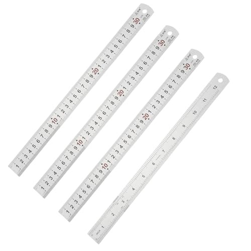Righello dritto in metallo 30 cm/12", 4 pezzi acciaio inox 33 x 2,6 cm / 12,99 x 1,02" - Foto 2 di 7