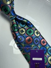 NWT VERSE 9 MULTI COLOR GEOMETRIC STYLE PRINT SILK DESIGNS NECK TIE & HANKY