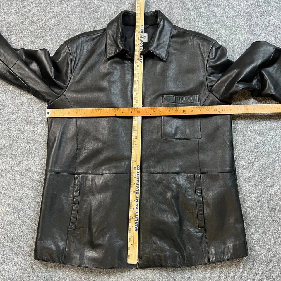 Armani Collezioni Jacket Mens 44 Black Lambskin Leather Full Zip Biker Moto - Image 4 of 4