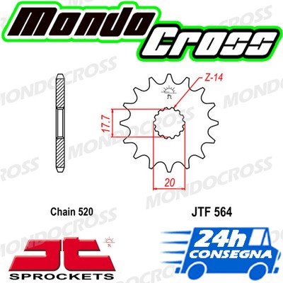 Pignone Anteriore JT Sprockets 14 Denti (JTF1558.14) Per Yamaha YZ65 (2018-2023)
