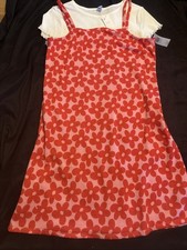 NWT Old Navy Girl's Retro Orange  Pink SS Spring Casual Dress  Shirt XL 14-16