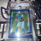 2023 Donruss Optic Jahmyr Gibbs Rookie Card #236 Blue Hyper PSA 10