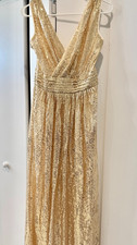 long gold dress with sleeves Khanum's KROON MAXI DRESS IN GOLD main image 1