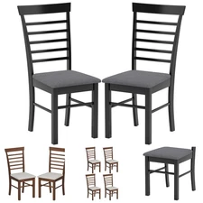 HOMCOM Dining Chairs Set, Farmhouse Upholstered Kitchen Chairs with Wood Frame