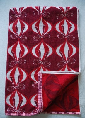 100% Baumwolle großes Badetuch Handtuch 100x150cm rot weiß Weihnachtskugeln Reversi