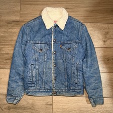 70s VINTAGE Levi s Sherpa Lined Denim Jacket Size 40 Trucker Type 3 Made in USA