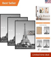Durable 20x28 Black Framed Set - Shatterproof Poster Frames for Art  Memories