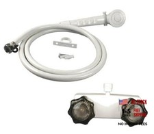 RV/Mobile Home White Shower Faucet with Smoke Handles and Hand-Held Shower
