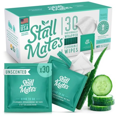 Flushable Wipes, Individually Wrapped, Travel Friendly, Unscented with Cucumber
