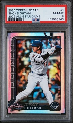 SHOHEI OHTANI #1 2025 ALL-STAR GAME DODGERS MVP 2025 TOPPS UPDATE PSA 8