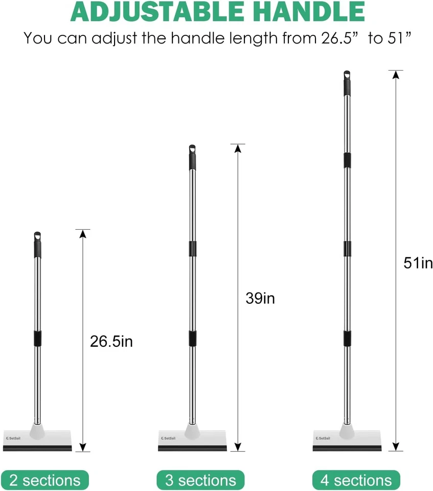 Cepillo de piso 2 en 1 con mango ajustable de 51 pulgadas para baño y cocina Foto 2 de 4